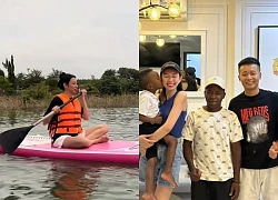 Thuy Tien was "caught" wearing shorts identical to Quang Linh, fans were given the opportunity to "get on the boat"