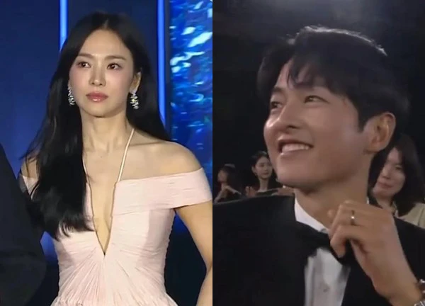 Song Joong Ki - Song Hye Kyo tại ngộ ở Baeksang 2024, cười rạng rỡ khi cham mặt?