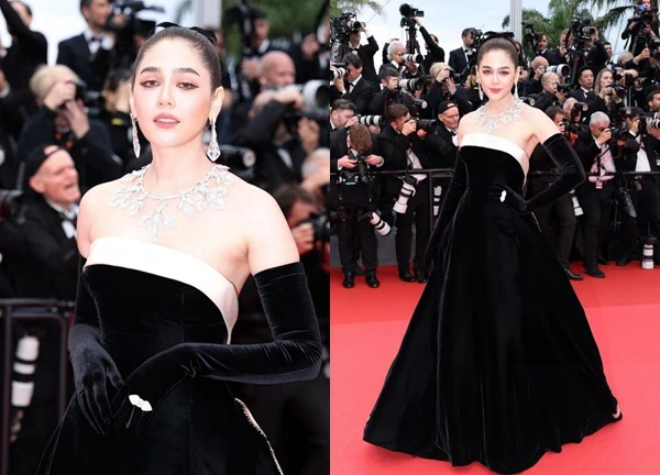 Chompoo Araya khoe thần thái sang chảnh chuẩn phu nhân tỷ phú trên thảm đỏ Cannes, bộ trang sức kim cương 83 tỷ đi kèm chiếm spotlight