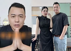 Hang Du Muc's husband put his hands together in a live stream to apologize to his wife, hoping Vietnamese netizens would forgive him