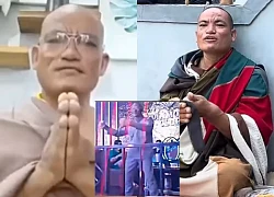 There is a clip of Dharma Protector Kim Cang following Thich Minh Tue, dancing and dancing in a bar