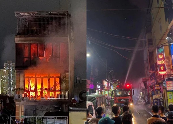 Đang cháy lớn tại ngôi nhà 6 tầng trên phố Định Công Hạ, có người mắc kẹt