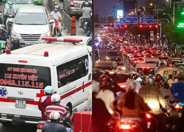 People "shyly" pay fines, HCMC traffic jams locally, ambulances "cry" waiting for red lights