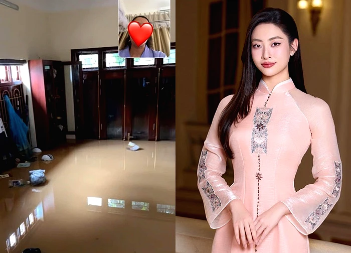 Nhà Hoa hậu Lương Thuỳ Linh ở Cao Bằng bị ngập sâu, cảnh tượng bên trong khiến nàng hậu thốt lên "quá xót xa"
