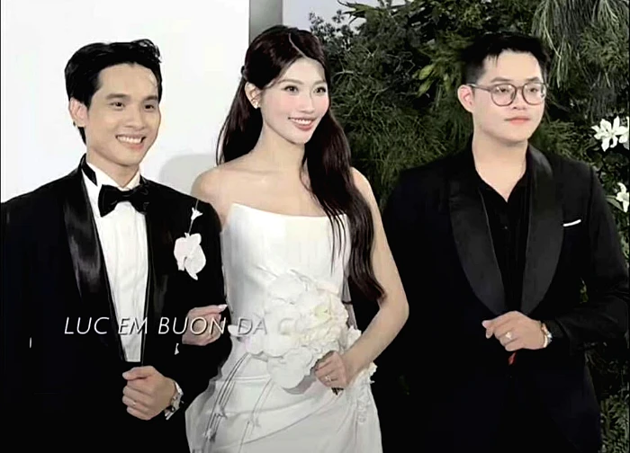 A male medical student caused a stir when he "mingled" into the wedding of runner-up Quynh Chau.