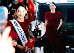 Hương Giang lên đường thi Miss Universe, visual sáng bừng, bịn rịn xa bạn trai!