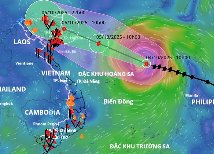 Bão Matmo có thể đạt cấp 13 vào trưa 5/10, đi vào Vịnh Bắc Bộ