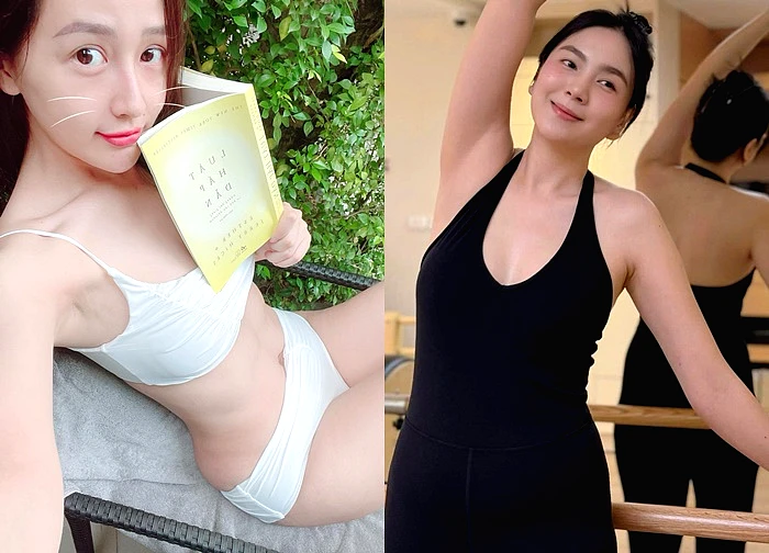 MC Mai Ngọc tích cực giữ dáng thon, Mai Phương Thúy mặc bikini đọc sách
