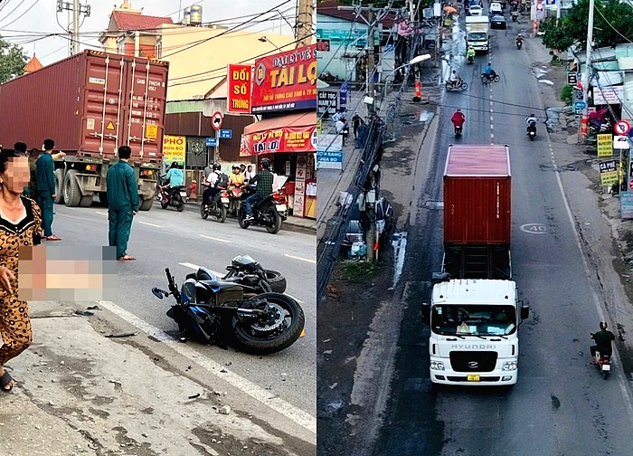 Dừng mô tô sát vỉa hè, người đàn ông bị xe tải tông tử vong