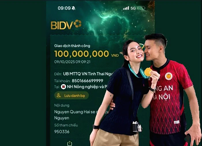 Bà xã Quang Hải chuyển gấp tiền cứu trợ Thái Nguyên, nhắn nhủ 1 điều xúc động!