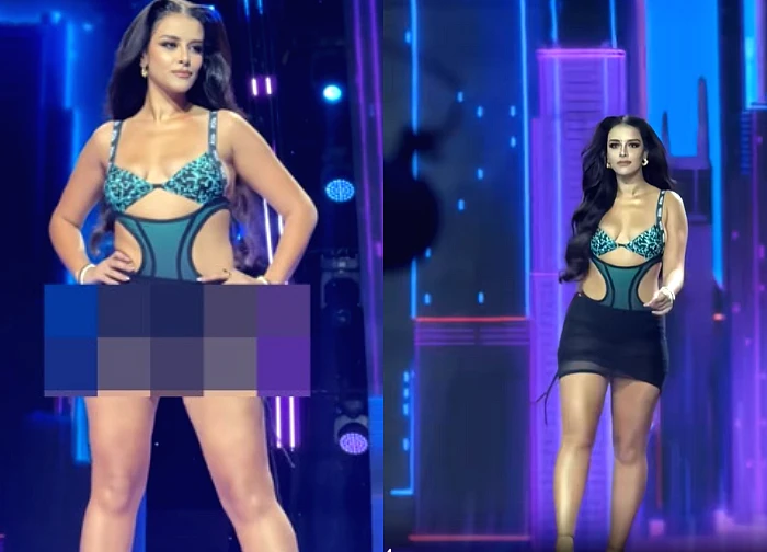 Miss Grand 2025: Contestant covers her butt in a swimsuit, attracting attention