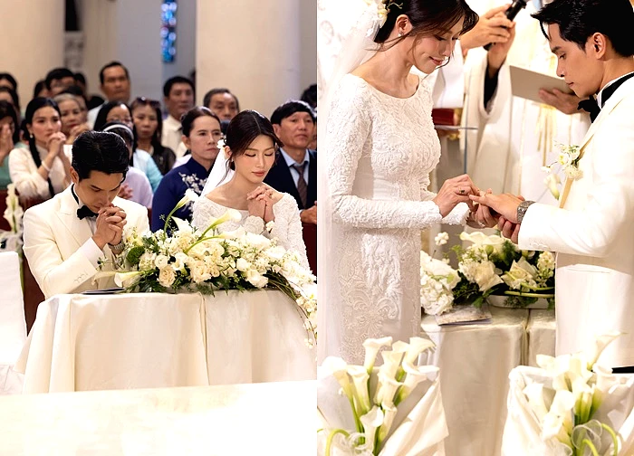 Lễ cưới nhà thờ của Á hậu Quỳnh Châu: Cô dâu rưng rưng xúc động, thiếu gia Đà Lạt quá điển trai!