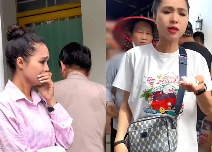 Bich Tram tried the rice before distributing it, choked up in tears, first time having an accident while doing charity work