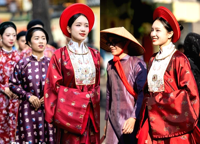 Danh tính 'cô dâu thời Nguyễn' gây sốt khi diễu hành cổ phục ở Hà Nội