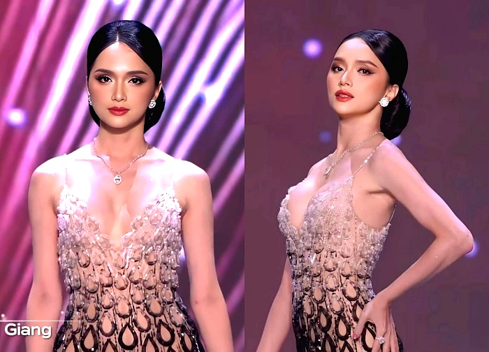Huong Giang changed her evening gown at the last minute in the MU semi-final, accepting to go against the majority.