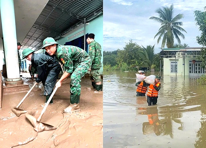 Quân đội, công an "làm hết mình, chưa hẹn ngày rút quân" giúp dân vùng lũ