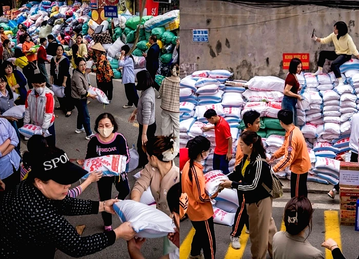 'Núi gạo Thạch Sanh' của người dân Ninh Bình ủng hộ đồng bào vùng lũ miền Trung