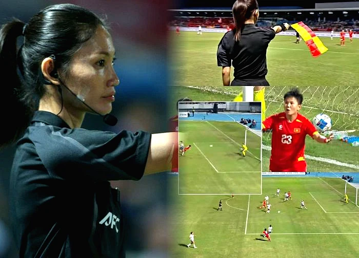 Laotian female referee 'stole' a goal from the Vietnamese women's national team; her identity revealed, fans outraged!
