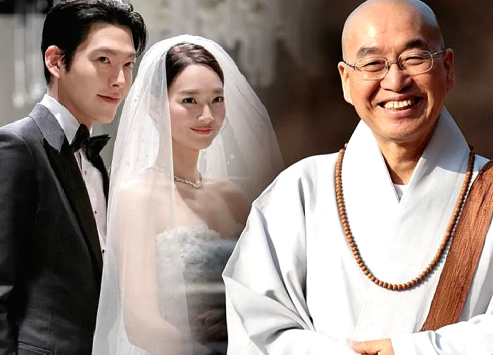 The monk revealed that Shin Min Ah carried sacks of rice up the mountain to pray for Kim Woo Bin.