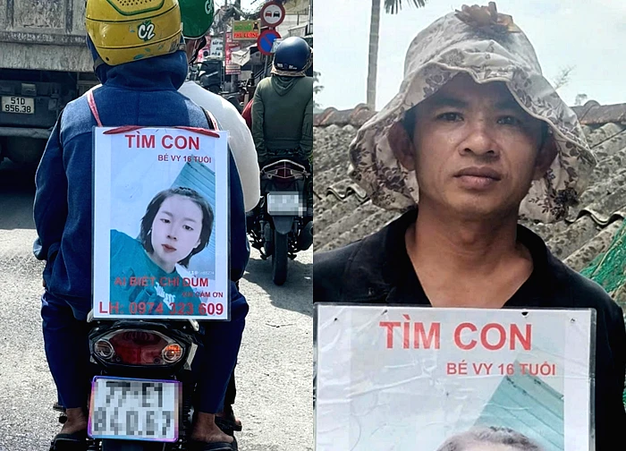 Con gái 16 tuổi mất tích, ông bố Quảng Ngãi đeo bảng đi tìm khắp nơi
