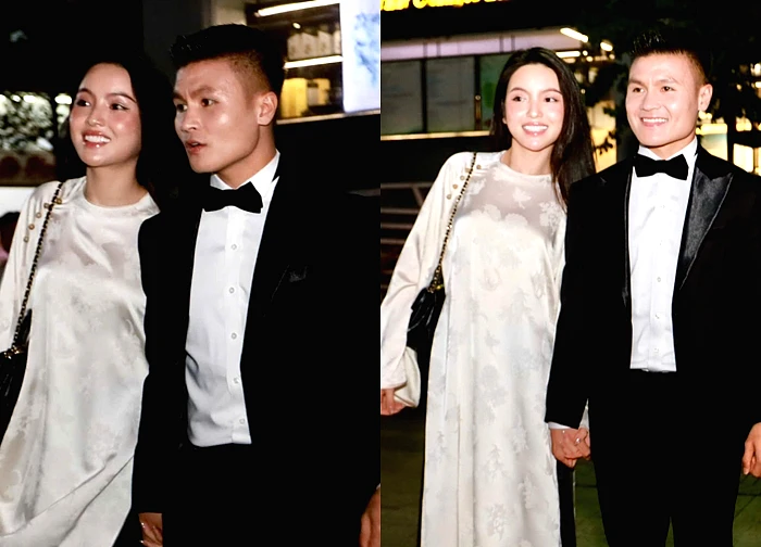 Quang Hải tay trong tay Chu Thanh Huyền, Hoàng Đức bảnh bao tại thảm đỏ Gala trao giải Quả bóng vàng Việt Nam 2025