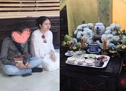 Vân Trang tới chùa dâng cơm cúng Quý Bình, mắt sưng húp khóc ngất lăn ra sàn