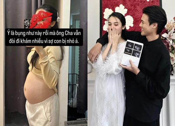 Cận cảnh bụng bầu 5 tháng của Quỳnh Lương, hé lộ chồng lo lắng 1 việc