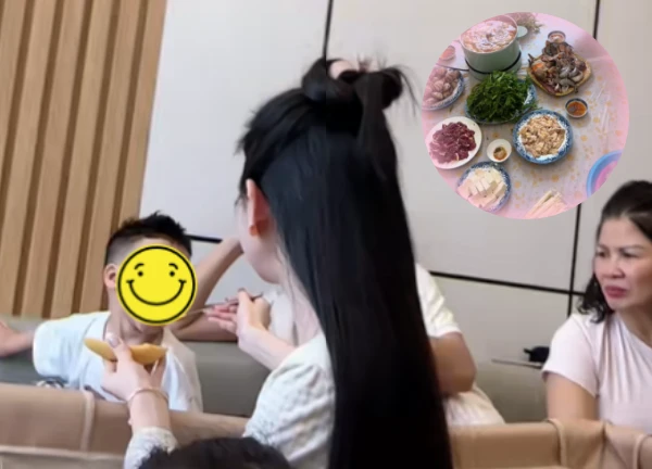 Chu Thanh Huyen gathered to eat and drink after the noise, the attitude of his mother and Mr. Quang Hai attracted attention