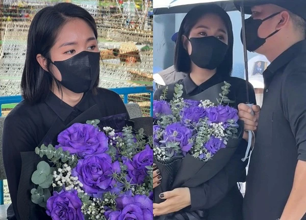 Vợ chồng Lê Phương đến tiễn đưa Quý Bình về biển Cần Giờ, chi tiết 8 bông hoa tím gây xôn xao