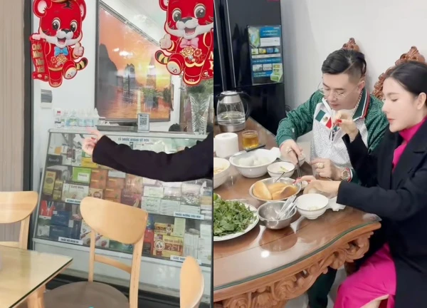 Clip of Ngan Collagen returning to her husband's hometown, filming the house, accidentally revealing a secret