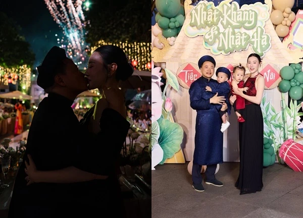 Diễn viên Phương Oanh rất 'tình' bên Shark Bình ở tiệc thôi nôi của 2 con