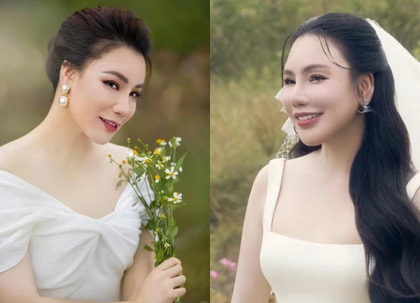 Ho Quynh Huong 'asks for help' in catching wedding flowers from Vbiz couple, causing netizens to explode