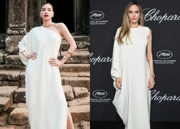 Angelina Jolie had the same idea as Ha Ho, dressed exactly the same, who is better?