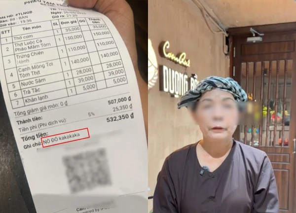 Cơm quê Dượng Bầu in chữ lạ trên bill, khách phàn nàn là giễu cợt, vội xin lỗi