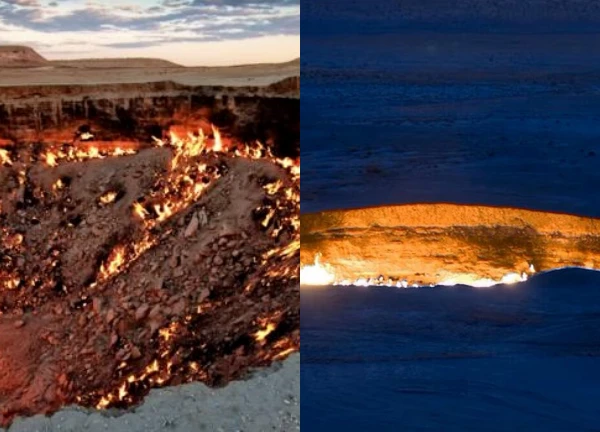 The fire that never goes out in the middle of the desert: The mystery of the 'Gate of Hell' that burns for 53 years