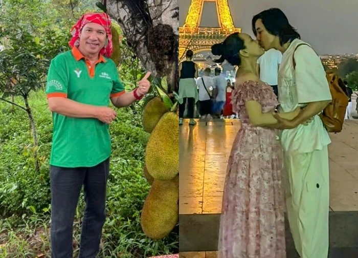 Nghệ sĩ Quang Thắng khoe 'gia tài', Việt Hương ôm hôn chồng đắm đuối