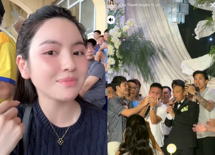 Quang Hai's wife caused controversy because she took the whole team to a wedding, filmed a clip to sell goods