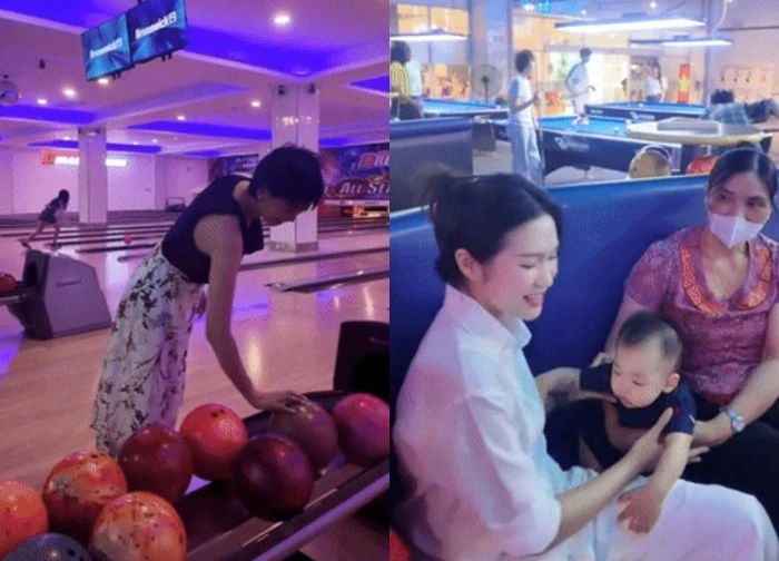 Mẹ Doãn Hải My diện đẹp thảnh thơi chơi bowling cùng các con, mẹ Văn Hậu lặng lẽ trông cháu gây chú ý