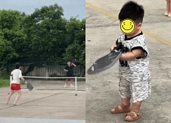Chu Thanh Huyền chân đất đấu Pickleball với Quang Hải, quý tử hành động gây bão