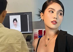 The team slid their hands to reveal Ngoc Trinh's card photo, almost not realizing it