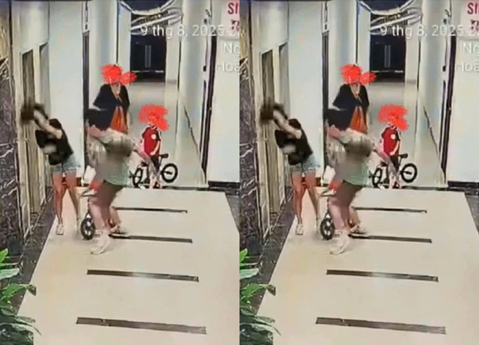 Camera ghi cảnh người đàn ông xăm trổ đánh dã man cô gái tại chung cư ở Hà Nội