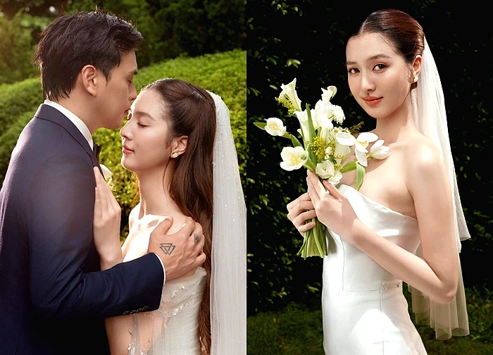 Ảnh cưới của nam ca sĩ Vbiz và vợ kém 17 tuổi: Visual cô dâu "đỉnh nóc kịch trần", xinh hơn Hoa hậu!