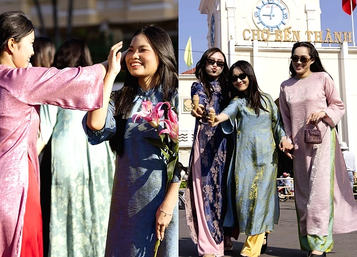 '1 m2 có 10 người mặc áo dài' ở TP.HCM ngày đầu năm mới