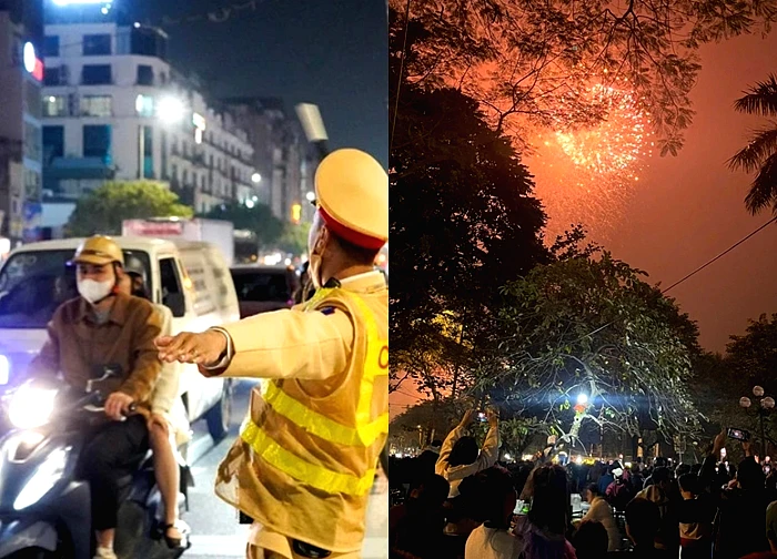 Pháo hoa rực sáng, Hà Nội bình yên bước vào năm mới