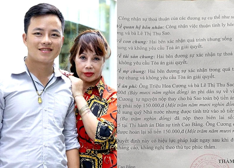 Thu Sao's young husband releases divorce agreement, netizens spot shocking details.
