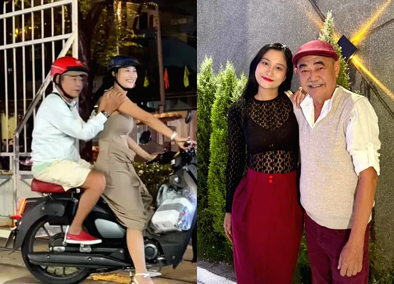 Viet Anh is proactively given rides on his motorbike by his young wife, an action that leaves netizens speechless.