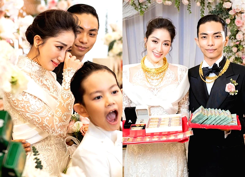 Hôn nhân của sao nữ Vbiz nhận 22 cây vàng trong đám cưới, trang sức kim cương cùng cả mâm tiền mặt