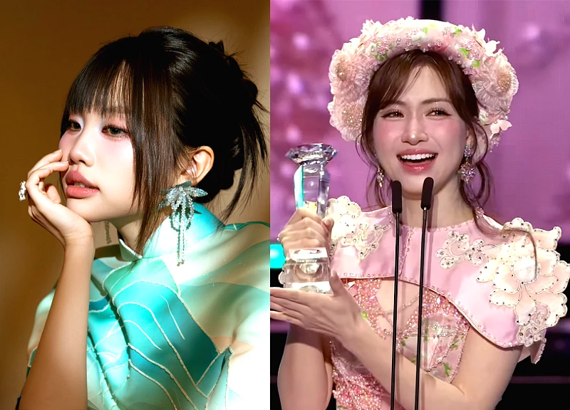 Phuong My Chi loses to Hoa Minzy, her strange attitude causes shock at the 2025 Green Wave Awards.