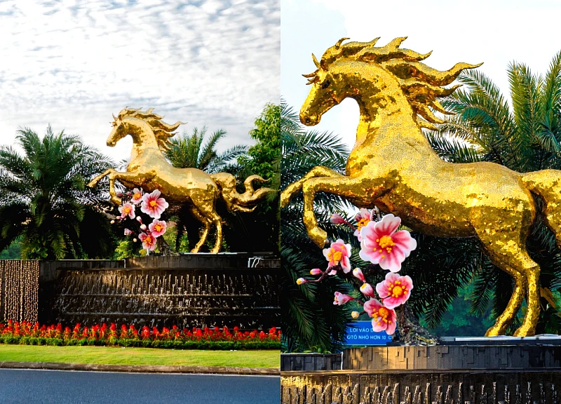 Linh vật ngựa vàng Tết Bính Ngọ đầu tiên tại sân bay Đà Nẵng