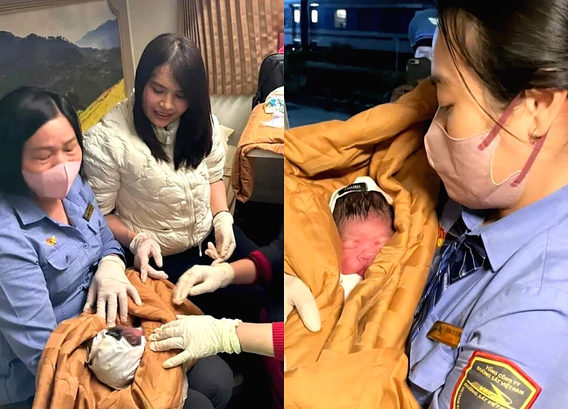 Bé trai chào đời trên tàu Thống Nhất đầu năm mới